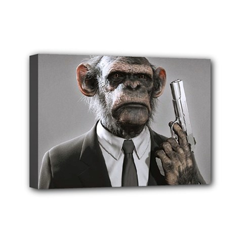 Monkey Business Mini Canvas 7  X 5  (framed) by cutepetshop