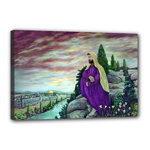 Jesus Overlooking Jerusalem - Ave Hurley - Artrave - Canvas 18  X 12  (framed) by ArtRave2