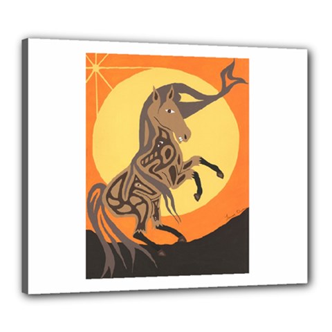 Embracing The Moon Canvas 24  X 20  (framed) by twoaboriginalart