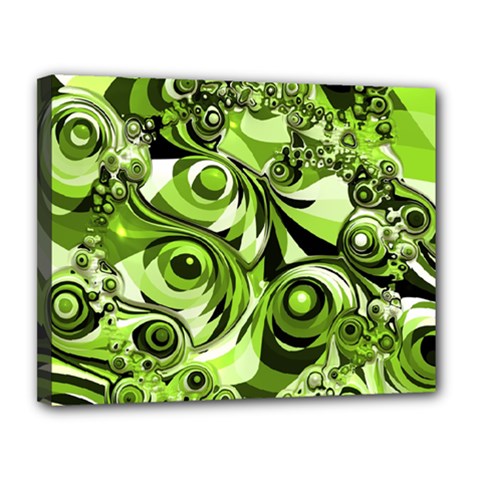 Retro Green Abstract Canvas 14  X 11  (framed) by StuffOrSomething