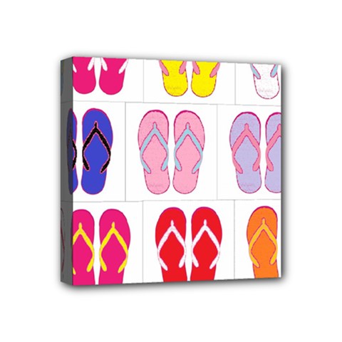 Flip Flop Collage Mini Canvas 4  X 4  (framed) by StuffOrSomething