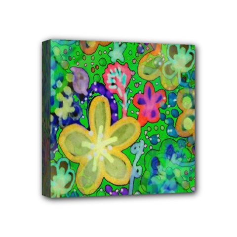 Beautiful Flower Power Batik Mini Canvas 4  X 4  (framed) by rokinronda