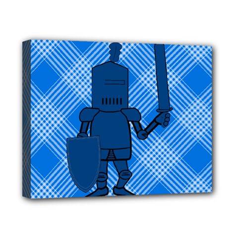 Blue Knight On Plaid Canvas 10  X 8  (framed) by StuffOrSomething