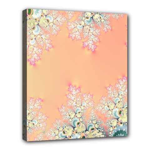 Peach Spring Frost On Flowers Fractal Deluxe Canvas 24  X 20  (framed) by Artist4God