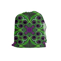 Purple Meets Green Drawstring Pouch (large) by OCDesignss