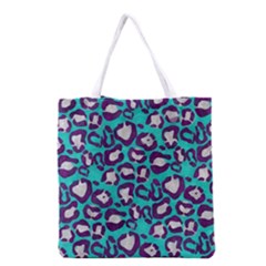 Turquoise Cheetah All Over Print Grocery Tote Bag by OCDesignss