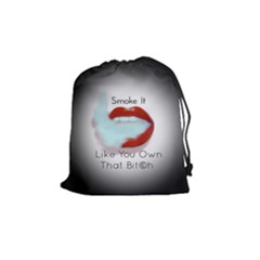 Smoke It Blk&white Lips  Drawstring Pouch (medium) by OCDesignss