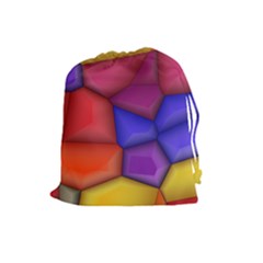 3d Colorful Shapes Drawstring Pouch (large) by LalyLauraFLM