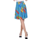 Colorful shapes on a blue background A-Line Skirt View1