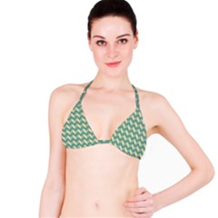 Mint Modern Retro Chevron Patchwork Pattern Bikini Top by GardenOfOphir