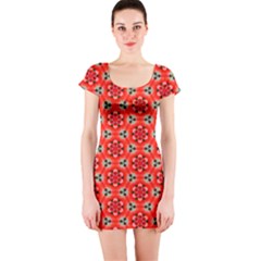 Cute Pretty Elegant Pattern Short Sleeve Bodycon Dress by GardenOfOphir