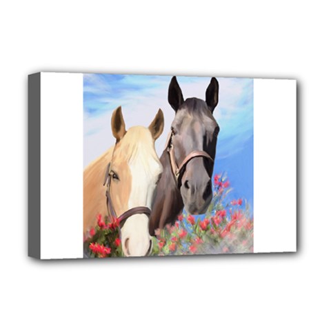 Miwok Horses Deluxe Canvas 18  X 12  (framed) by JulianneOsoske