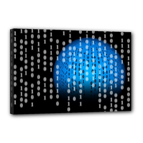 Binary Rain Canvas 18  X 12  (framed) by StuffOrSomething