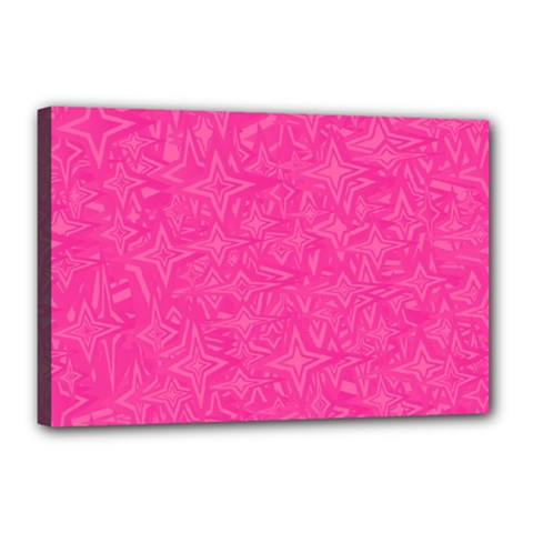 Abstract Stars In Hot Pink Canvas 18  X 12  (framed) by StuffOrSomething