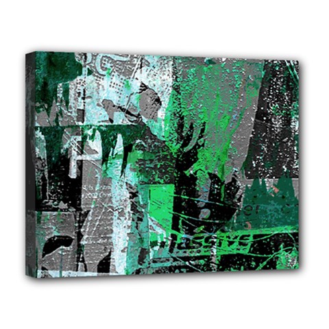 Green Urban Graffiti Canvas 14  X 11  (framed) by ArtistRoseanneJones