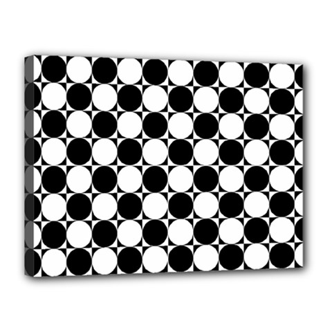 Black And White Polka Dots Canvas 16  X 12  (framed) by ElenaIndolfiStyle