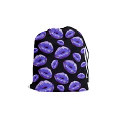 Sassy Purple Puckered Lips  Drawstring Pouches (medium)  by OCDesignss