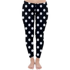 Black And White Polka Dots Winter Leggings by GardenOfOphir