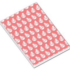 Coral And White Lady Bug Pattern Large Memo Pads by GardenOfOphir