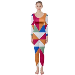 Shapes In Triangles  Long Sleeve Catsuit by LalyLauraFLM