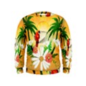 Cute Parrot With Flowers And Palm Boys  Sweatshirts View1