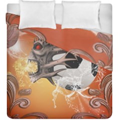 Soccer With Skull And Fire And Water Splash Duvet Cover (king Size) by FantasyWorld7