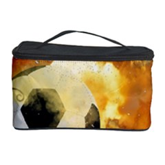 Soccer With Fire And Flame And Floral Elelements Cosmetic Storage Cases by FantasyWorld7