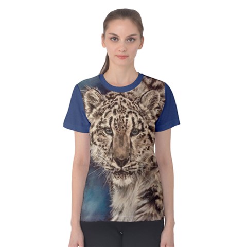 Snow Leopard Women s Cotton Tee 2 by ArtByThree