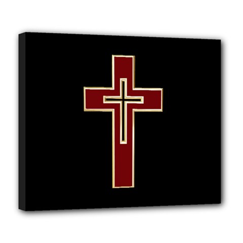 Red Christian Cross Deluxe Canvas 24  X 20  (stretched) by igorsin