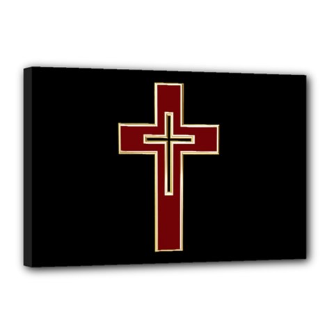 Red Christian Cross Canvas 18  X 12  (stretched) by igorsin