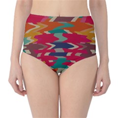 Retro Colors Distorted Shapes High-waist Bikini Bottoms by LalyLauraFLM