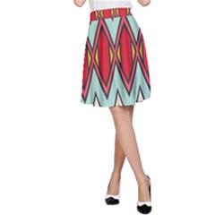 Rhombus And Chevrons Pattern A-line Skirt by LalyLauraFLM