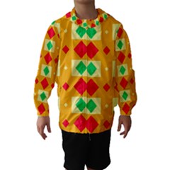 Green Red Yellow Rhombus Pattern Hooded Wind Breaker (kids) by LalyLauraFLM