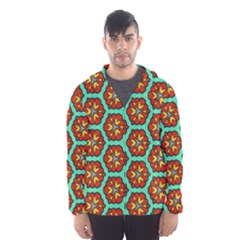 Red Flowers Pattern Mesh Lined Wind Breaker (men) by LalyLauraFLM