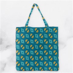 Blue Yellow Shapes Pattern Grocery Tote Bag by LalyLauraFLM