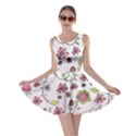 Pink whimsical flowers on pink Skater Dress View1