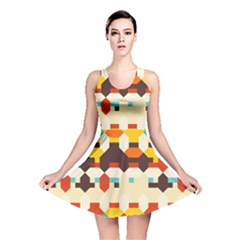 Shapes In Retro Colors Reversible Skater Dress by LalyLauraFLM