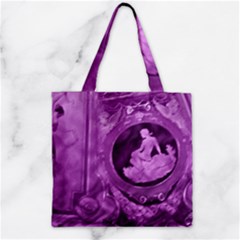 Vintage Purple Lady Cameo Zipper Grocery Tote Bag by BrightVibesDesign