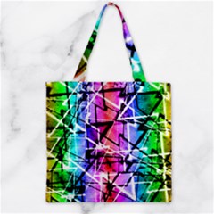 Multicolor Geometric Grunge Zipper Grocery Tote Bag by dflcprints