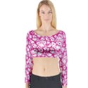 Officially Sexy Pink & White Cracked Pattern Long Sleeve Crop Top (Tight Fit) View1