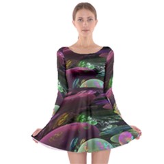 Creation Of The Rainbow Galaxy, Abstract Long Sleeve Skater Dress by DianeClancy