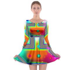 Crossroads Of Awakening, Abstract Rainbow Doorway  Long Sleeve Skater Dress by DianeClancy