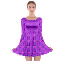 Abstract Dancing Diamonds Purple Violet Long Sleeve Skater Dress by DianeClancy