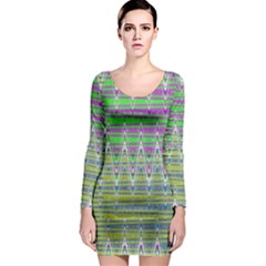 Colorful Zigzag Pattern Long Sleeve Bodycon Dress by BrightVibesDesign