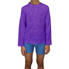 Festive Purple Glitter Texture Kid s Long Sleeve Swimwear by yoursparklingshop