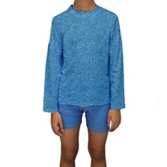 Festive Blue Glitter Texture Kid s Long Sleeve Swimwear by yoursparklingshop