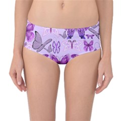 Purple Awareness Butterflies Mid-waist Bikini Bottoms by FunWithFibro