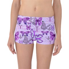 Purple Awareness Butterflies Reversible Boyleg Bikini Bottoms by FunWithFibro