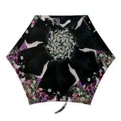 Freckles In Flowers Ii, Black White Tux Cat Mini Folding Umbrellas by DianeClancy