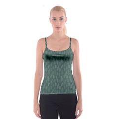 Whimsical Feather Pattern, Forest Green Spaghetti Strap Top by Zandiepants